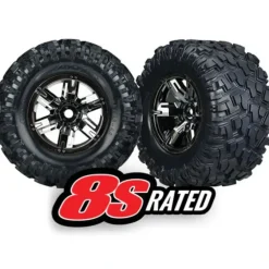 7772A Traxxas Tires & wheels, assembled, glued X-Maxx black chrome wheel - Little Painter Art | Exploring the Endless Possibilities of Art| Shop All