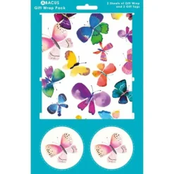 Abacus Gift Wrap Pack with Tags - Butterflies - Little Painter Art | Exploring the Endless Possibilities of Art| Shop All