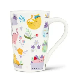Abbott Ceramic Mug 14oz Cats & Flowers - Little Painter Art | Exploring the Endless Possibilities of Art| Hot