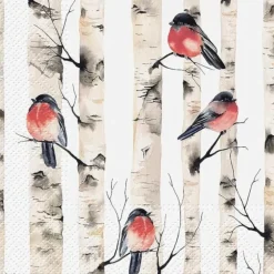 Abbott Lunch Napkins 20pk - Birch Tree with Bird - Little Painter Art | Exploring the Endless Possibilities of Art| Hot