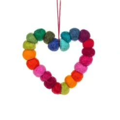 Abbott Ornament - Rainbow PomPom Heart - Little Painter Art | Exploring the Endless Possibilities of Art| Shop All