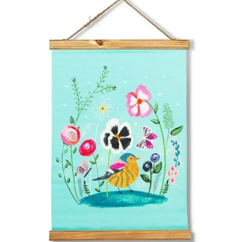 Abbott Scroll Wall Decor - Whimsical Garden with Bird - Little Painter Art | Exploring the Endless Possibilities of Art| Hot