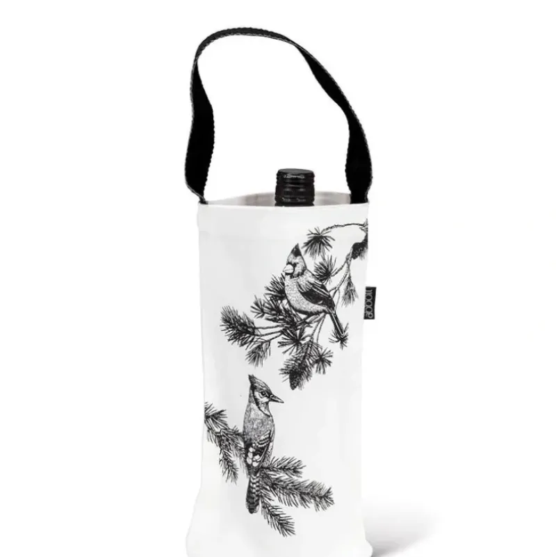 Abbott Wine Bottle Tote Bag - Winter Birds - Little Painter Art | Exploring the Endless Possibilities of Art| Canvas