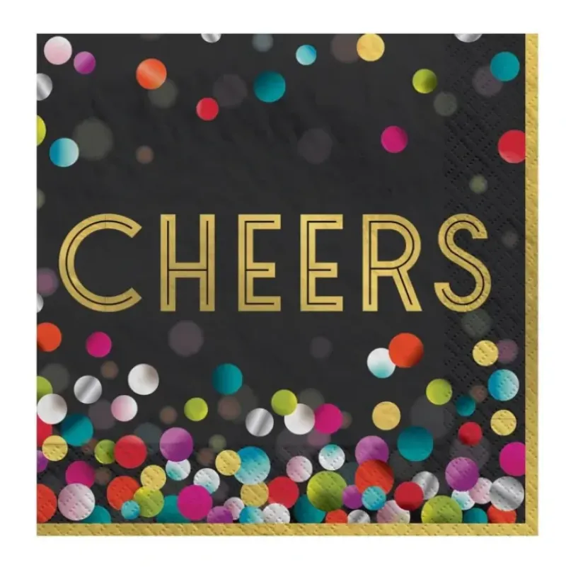 Amscan Beverage Napkins 40pk Colourful Confetti Cheers - Little Painter Art | Exploring the Endless Possibilities of Art| Hot