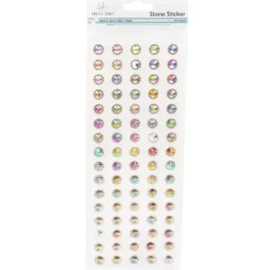 Angels Craft Rhinestone Stickers - Round Iridescent with Gold Border - Little Painter Art | Exploring the Endless Possibilities of Art| Shop All