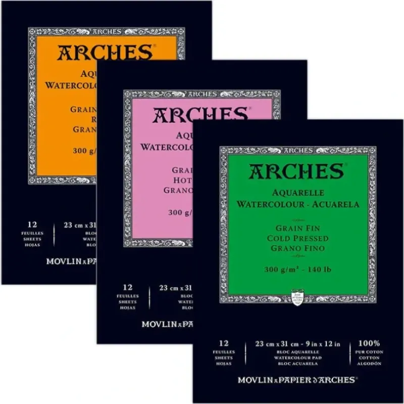 Arches 100% Cotton Watercolour Pads 300gsm 12 Sheets - Little Painter Art | Exploring the Endless Possibilities of Art| Pigment