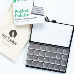 Art Toolkit Pocket Black Palette with 28 Mini Pans - Little Painter Art | Exploring the Endless Possibilities of Art| Shop All
