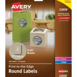 Avery Labels Kraft Round 2.5" Diameter 225/pk - Little Painter Art | Exploring the Endless Possibilities of Art| Shop All