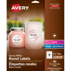 Avery Round Labels 2.5" Glossy White 90pk - Little Painter Art | Exploring the Endless Possibilities of Art| Shop All