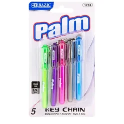 Bazic Palm Mini Ballpoint Pen with Key Ring 5pk - Little Painter Art | Exploring the Endless Possibilities of Art| Shop All