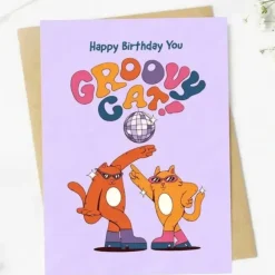 Big Moods Birthday Greeting Card - Groovy Dancing Cats - Little Painter Art | Exploring the Endless Possibilities of Art| Hot