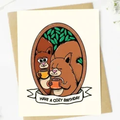 Big Moods Greeting Card - Cozy Birthday Squirrels - Little Painter Art | Exploring the Endless Possibilities of Art| Hot
