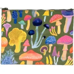 Blue Q Recycled Zipper Pouch - Mushrooms - Little Painter Art | Exploring the Endless Possibilities of Art| Hot