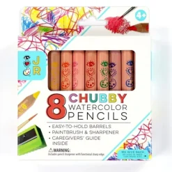 Bright Stripes iHeartArt Jr Chubby Watercolor Pencils 8pk - Little Painter Art | Exploring the Endless Possibilities of Art| Brush