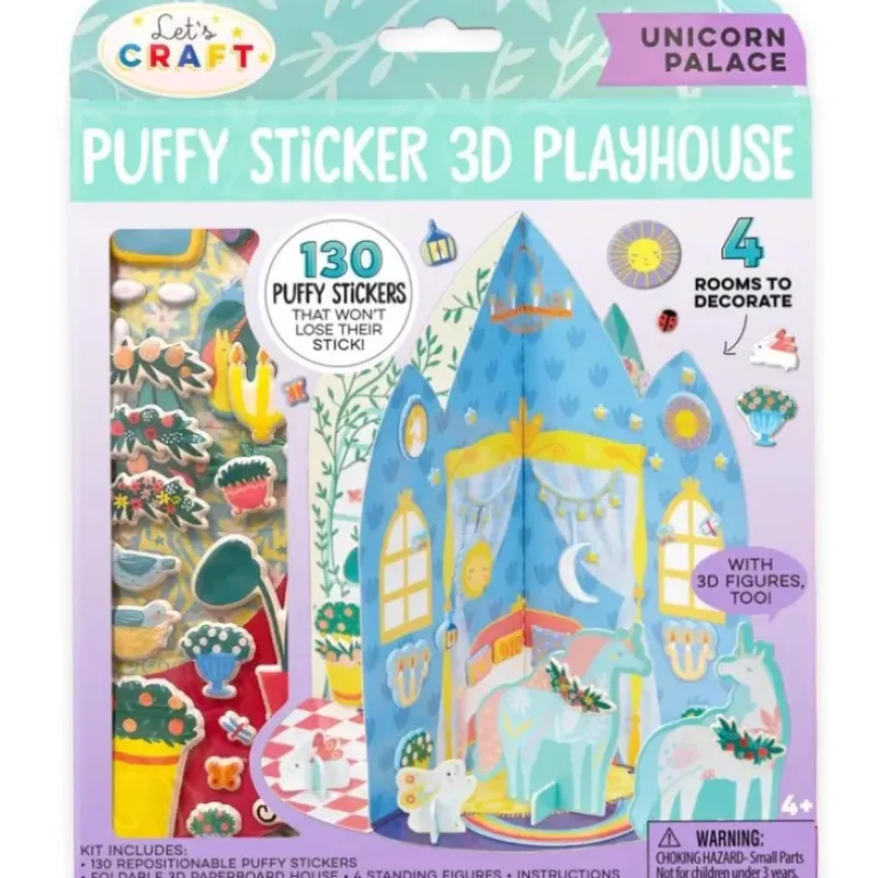 Bright Stripes Let's Craft Puffy Sticker 3D Playhouse - Unicorn Palace - Little Painter Art | Exploring the Endless Possibilities of Art| Hot