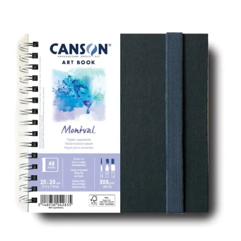 Canson Book 300gsm Pro Montval 20x20cm Wire Bound - Little Painter Art | Exploring the Endless Possibilities of Art| Brush