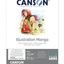 Canson Illustration Manga White Marker Paper - 250gsm - 12 Sheets - A3 - Little Painter Art | Exploring the Endless Possibilities of Art| Shop All