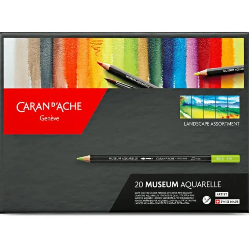 Caran d'Ache Museum Aquarelle Pencils - Landscape Colours - Set of 20 - Little Painter Art | Exploring the Endless Possibilities of Art| Pigment