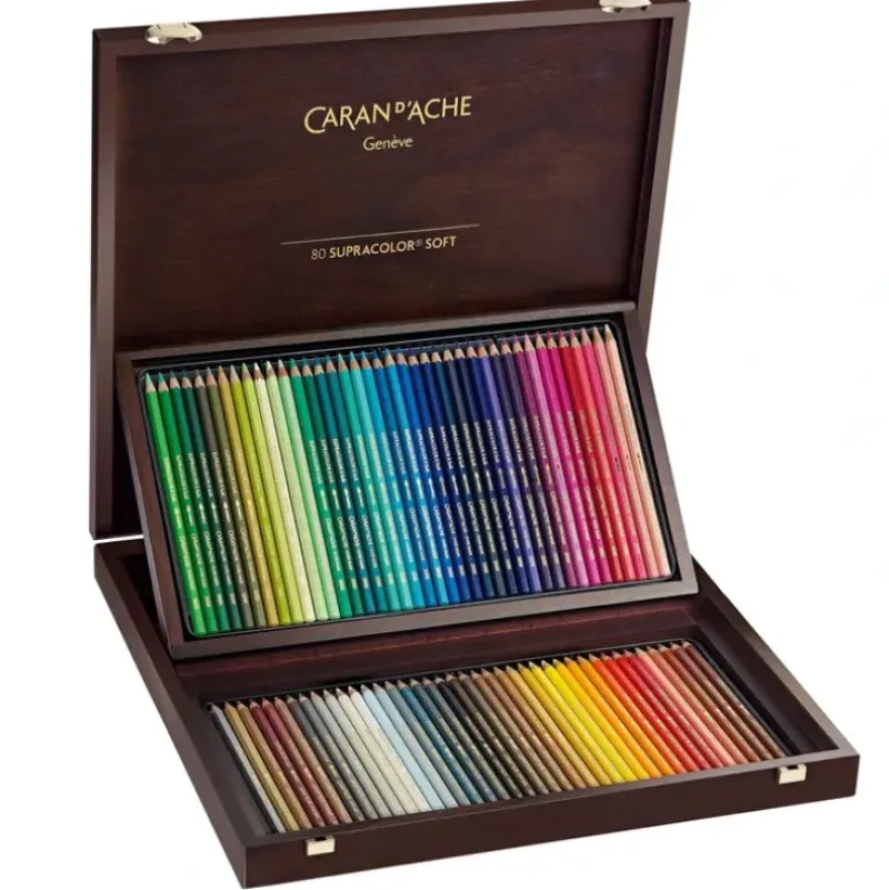 Caran d'Ache Supracolor Pencils - Wooden Box Set of 80 - Little Painter Art | Exploring the Endless Possibilities of Art| Pigment