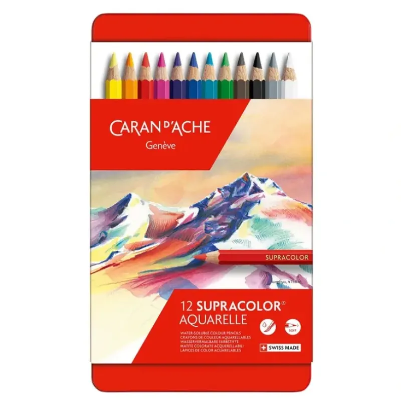 Caran d'Ache Supracolor Soft Aquarelle Pencils - Set of 12 - Little Painter Art | Exploring the Endless Possibilities of Art| Pigment
