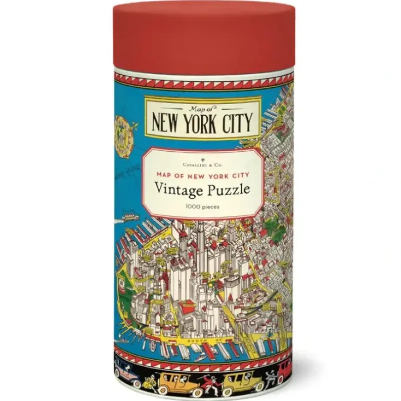 Cavallini 1000pc Vintage Puzzle - New York Map - Little Painter Art | Exploring the Endless Possibilities of Art| Shop All