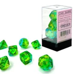 Chessex Gemini 7pc Polyhedral Dice Set - Translucent Green- Teal & Yellow - Little Painter Art | Exploring the Endless Possibilities of Art| Hot