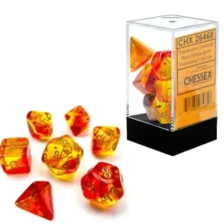 Chessex Gemini 7pc Polyhedral Dice Set - Translucent Red-Yellow & Gold - Little Painter Art | Exploring the Endless Possibilities of Art| Shop All