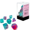 Chessex Gemini 7pc Polyhedral Dice Set - Gel Glow Green-Pink & Blue - Little Painter Art | Exploring the Endless Possibilities of Art| Shop All