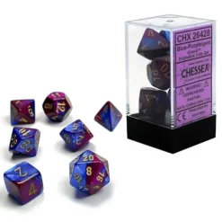 Chessex Gemini 7pc Polyhedral Dice Set - Blue-Purple & Gold - Little Painter Art | Exploring the Endless Possibilities of Art| Shop All