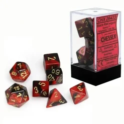 Chessex Gemini 7pc Polyhedral Dice Set - Black-Red & Gold - Little Painter Art | Exploring the Endless Possibilities of Art| Shop All