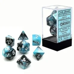 Chessex Gemini 7pc Polyhedral Dice Set - Black-Shell & White - Little Painter Art | Exploring the Endless Possibilities of Art| Hot