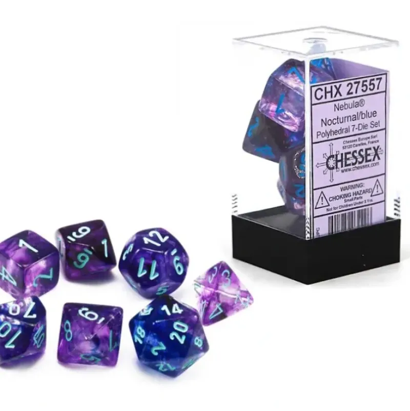 Chessex Nebula 7pc Polyhedral Dice Set - Nocturnal & Blue Luminary - Little Painter Art | Exploring the Endless Possibilities of Art| Hot
