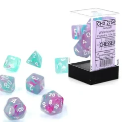Chessex Nebula 7pc Polyhedral Dice Set - Glow Wisteria & White Luminary - Little Painter Art | Exploring the Endless Possibilities of Art| Hot