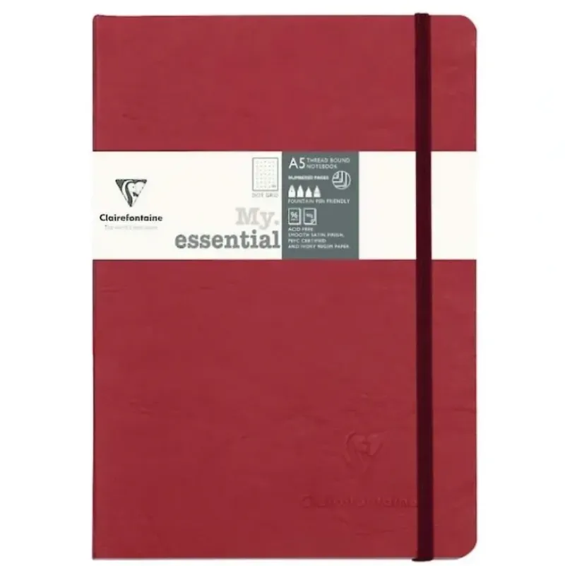 Clairefontaine Essential A5 Stitched Notebook, Dotgrid, Red - Little Painter Art | Exploring the Endless Possibilities of Art| Brush