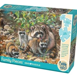 Cobble Hill 350pc Family Puzzle - Raccoon Family - Little Painter Art | Exploring the Endless Possibilities of Art| Hot