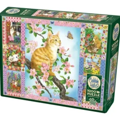 Cobble Hill 1000pc Puzzle - Blossoms & Kittens Quilt - Little Painter Art | Exploring the Endless Possibilities of Art| Shop All