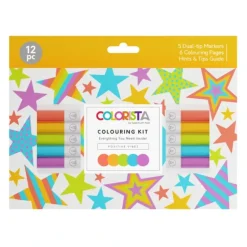 Colorista - Colouring Kit - Positive Vibes 12pc - Little Painter Art | Exploring the Endless Possibilities of Art| Brush