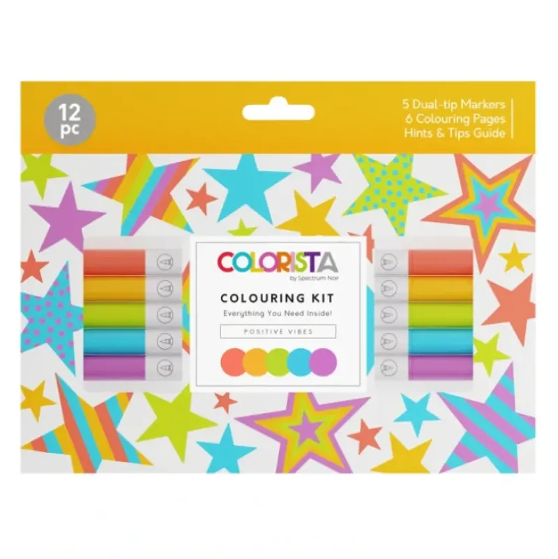 Colorista - Colouring Kit - Positive Vibes 12pc - Little Painter Art | Exploring the Endless Possibilities of Art| Brush