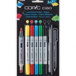 COPIC Ciao Marker 5+1 Brights Set - Little Painter Art | Exploring the Endless Possibilities of Art| Brush