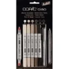COPIC Ciao Marker 5+1 Grey Tones Set (WARM) - Little Painter Art | Exploring the Endless Possibilities of Art| Brush