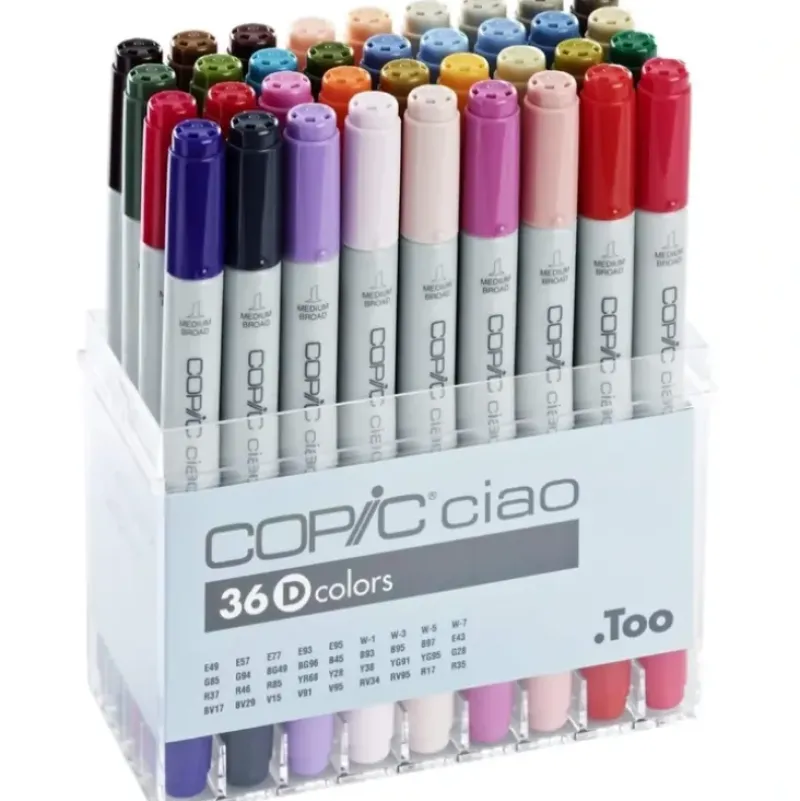 COPIC Ciao Marker Set of 36 Colours Set D - Little Painter Art | Exploring the Endless Possibilities of Art| Brush