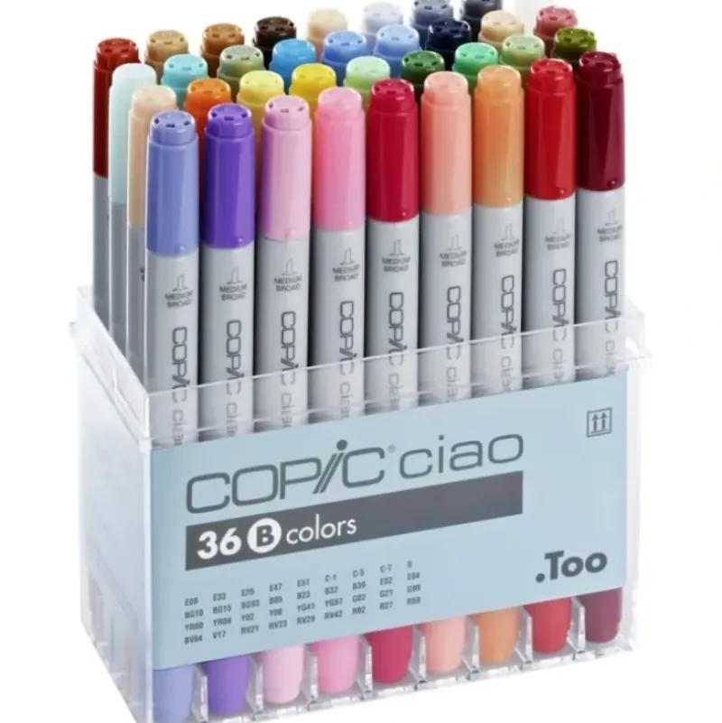 COPIC Ciao Marker Set of 36 Colours Set B - Little Painter Art | Exploring the Endless Possibilities of Art| Brush