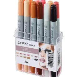 COPIC Ciao Markers - Skin Tone Colours - Set of 12 - Little Painter Art | Exploring the Endless Possibilities of Art| Brush