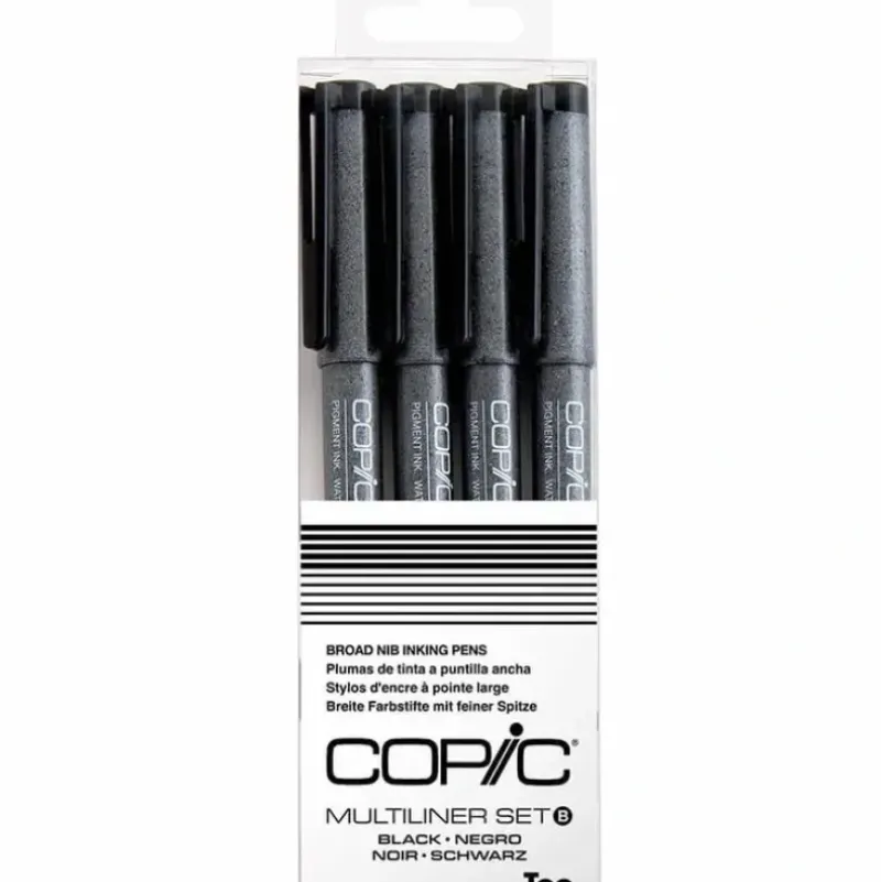 Copic Multiliner Pen Set B Black 4pk Broad - Little Painter Art | Exploring the Endless Possibilities of Art| Hot
