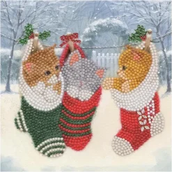 Craft Buddy DIY Crystal Art Card Kit - Christmas Kittens - Little Painter Art | Exploring the Endless Possibilities of Art| Hot