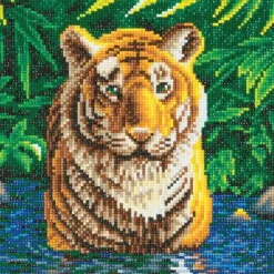 Craft Buddy DIY Crystal Art Medium Framed Kit - Tiger Pool - Little Painter Art | Exploring the Endless Possibilities of Art| Canvas
