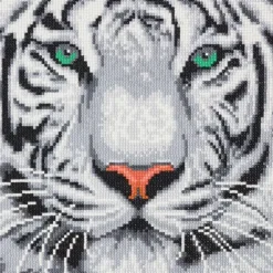 Craft Buddy DIY Crystal Art Medium Framed Kit - White Tiger - Little Painter Art | Exploring the Endless Possibilities of Art| Canvas