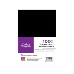 Crafter's Companion - A6 Black Card & White Envelopes 100pc Envelopes 100pc - Little Painter Art | Exploring the Endless Possibilities of Art| Shop All