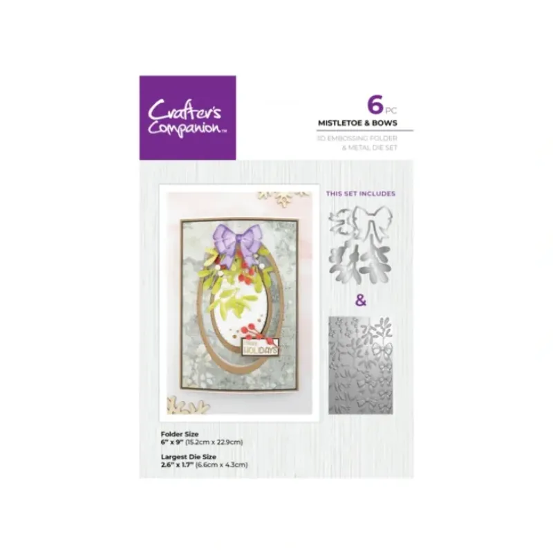 Crafters Companion 6 x 9 3D Folder & Metal Die - Mistletoe & Bows - Little Painter Art | Exploring the Endless Possibilities of Art| Brush
