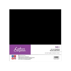 Crafter's Companion 12" x 12" Smooth Black Card Pack - 50 Sheets - Little Painter Art | Exploring the Endless Possibilities of Art| Canvas